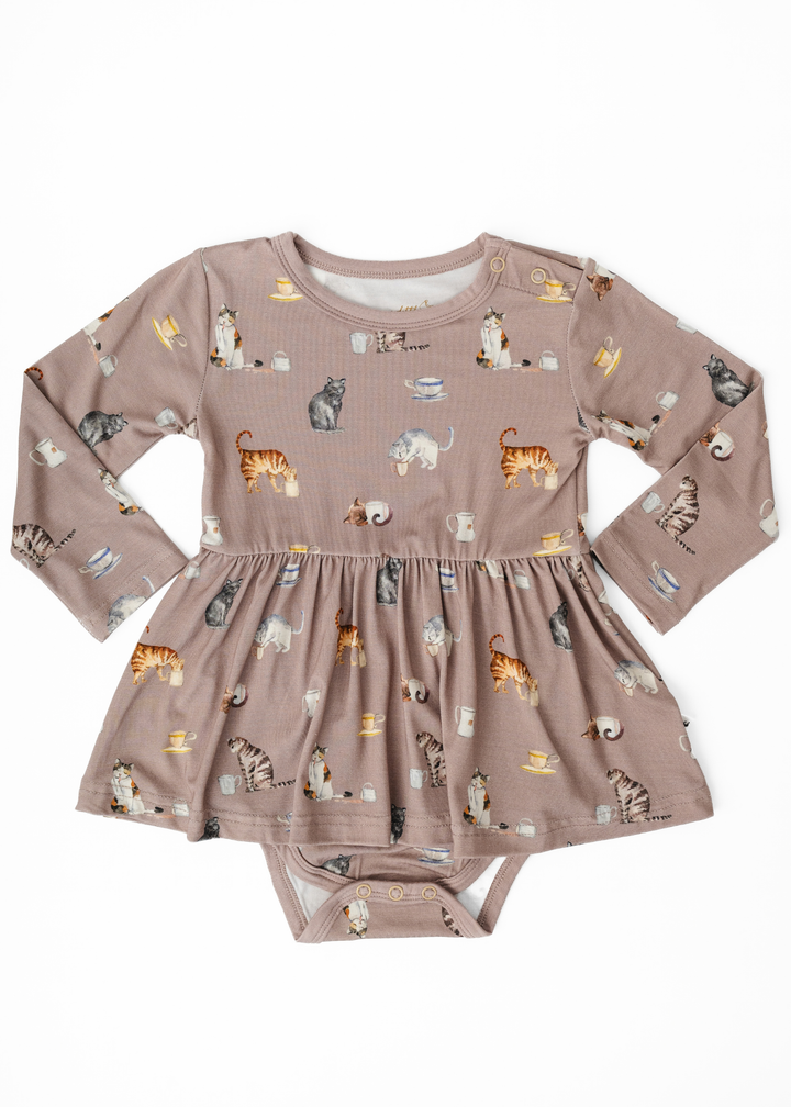 Cats and Coffee Bamboo Baby Dress