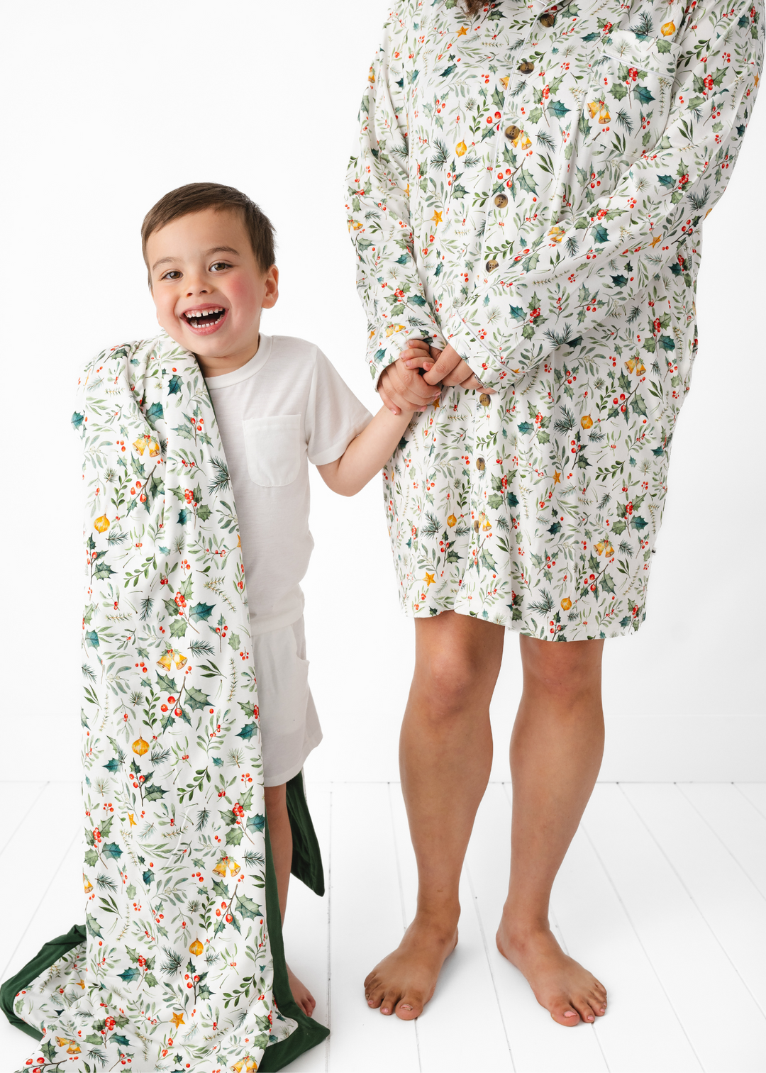 Holly Jolly Christmas Large Quilted Bamboo Blanket