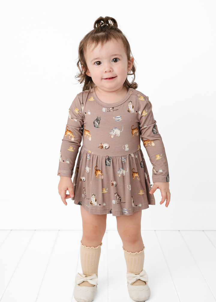 Cats and Coffee Bamboo Baby Dress