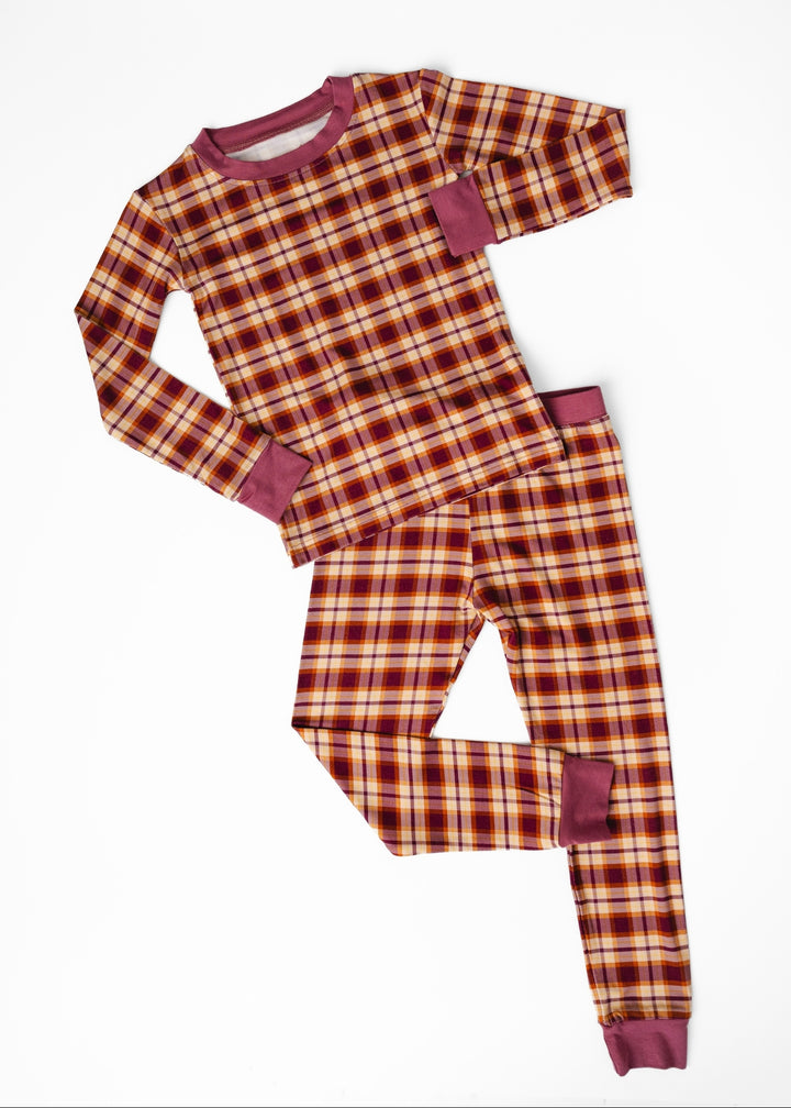 Purple Fall Plaid Bamboo Pajama Set