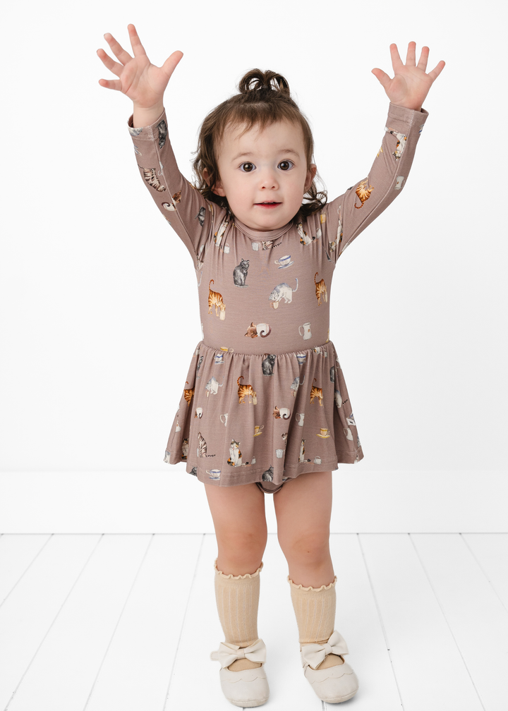Cats and Coffee Bamboo Baby Dress