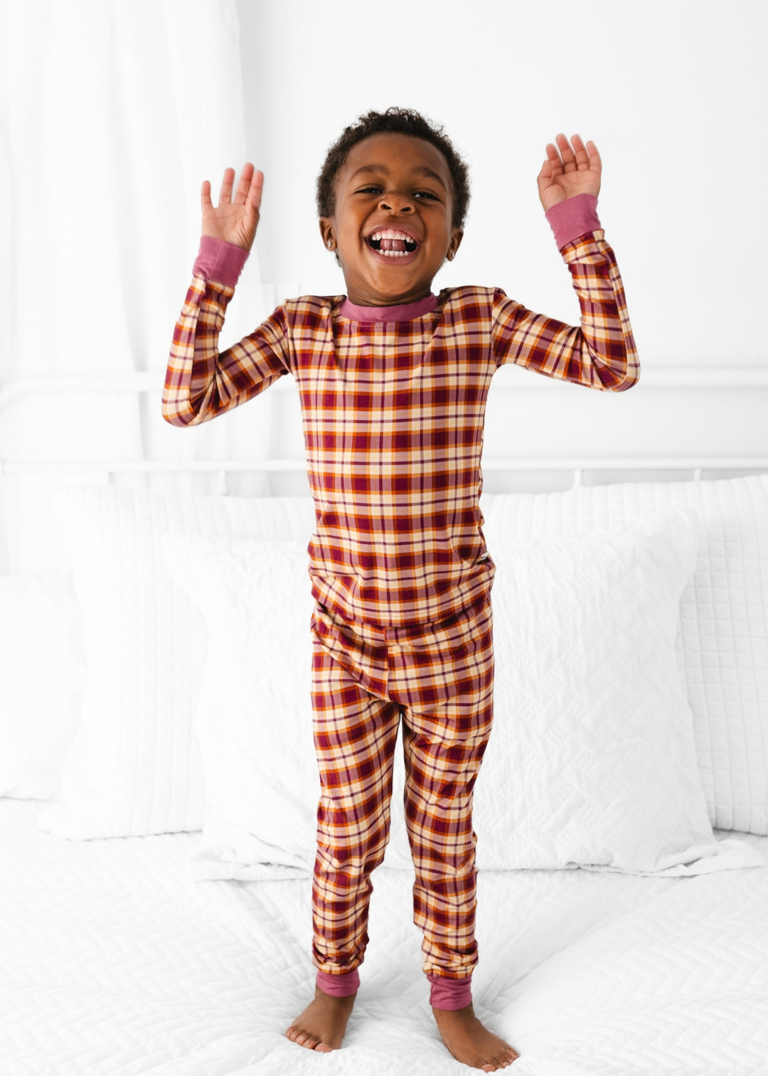 Purple Fall Plaid Bamboo Pajama Set