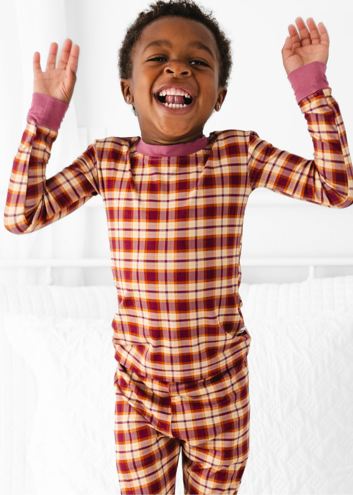 Purple Fall Plaid Bamboo Pajama Set