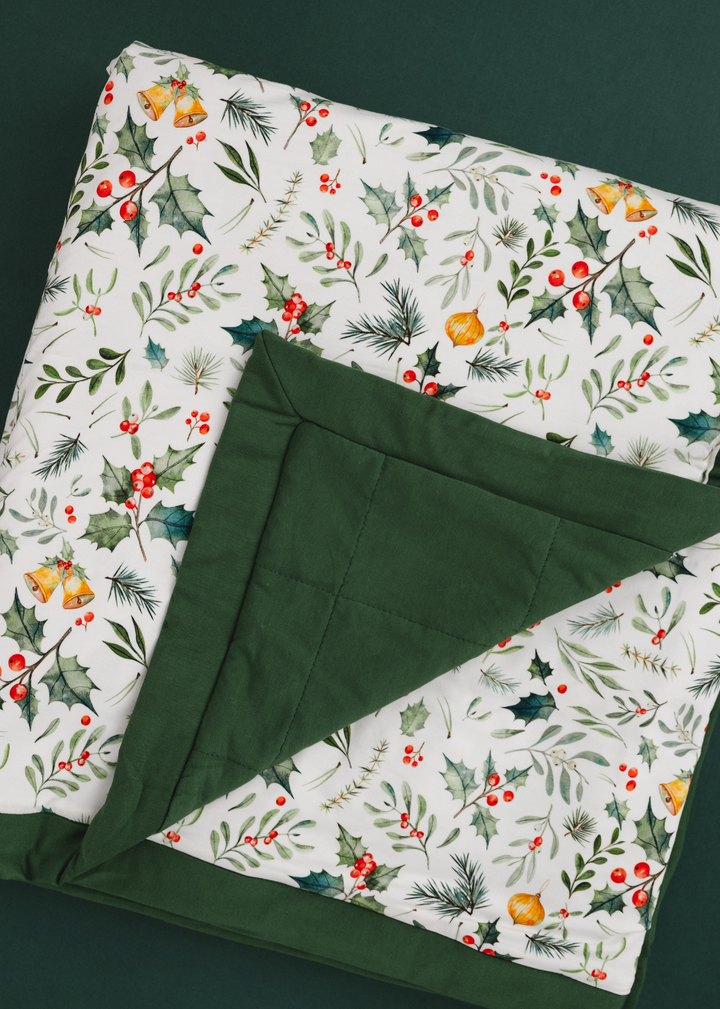 Holly Jolly Christmas Large Quilted Bamboo Blanket