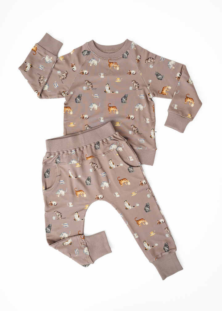 Cats and Coffee Kids Bamboo Jogger Set