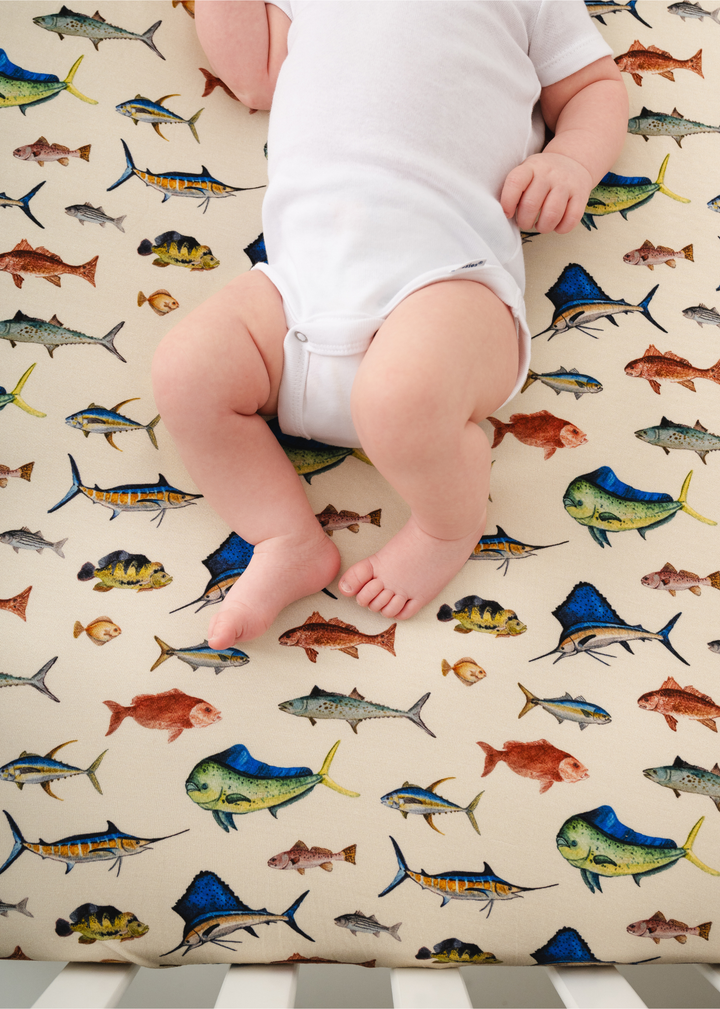 Deep Sea Fishing Bamboo Crib Sheet