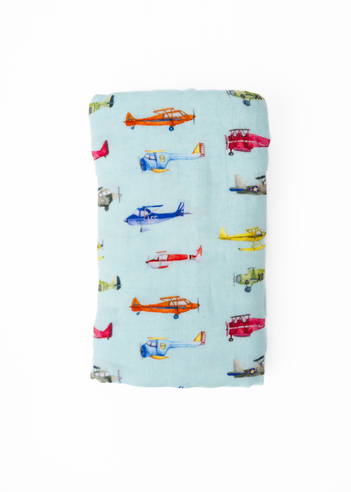Vintage Airplanes Swaddle Blanket