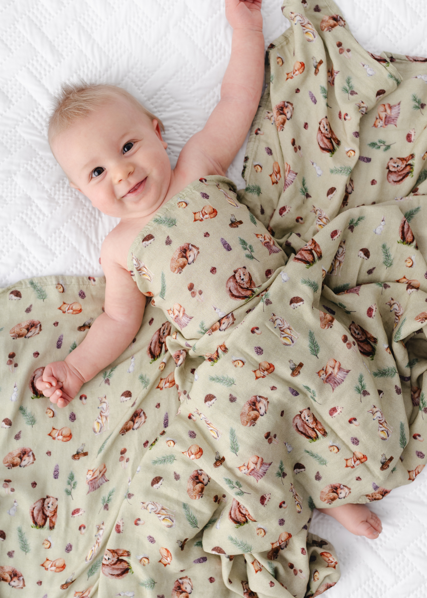 Woodland Animals Swaddle Blanket