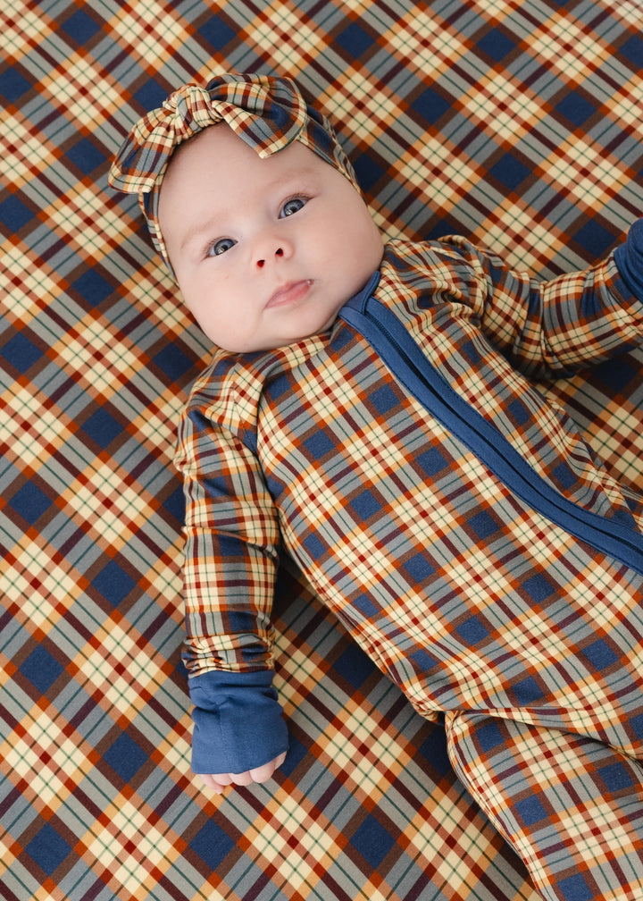 Blue Fall Plaid Hair Bow