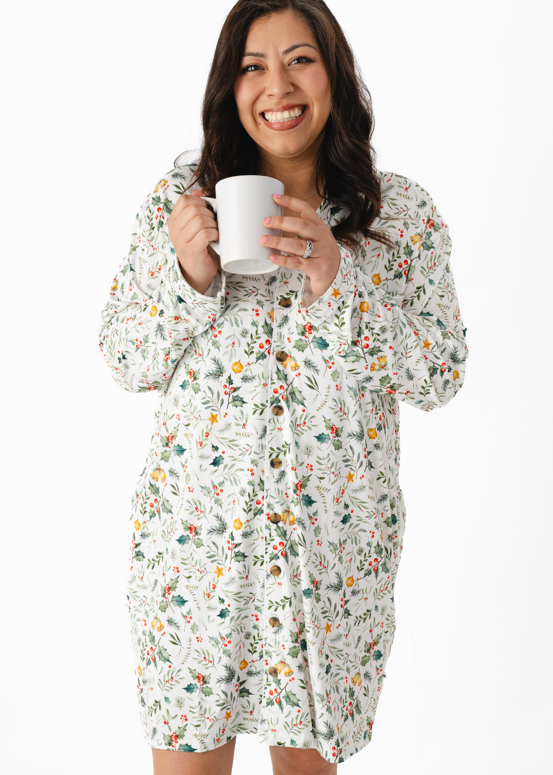 Holly Jolly Christmas Women's Long Sleeve Nightgown