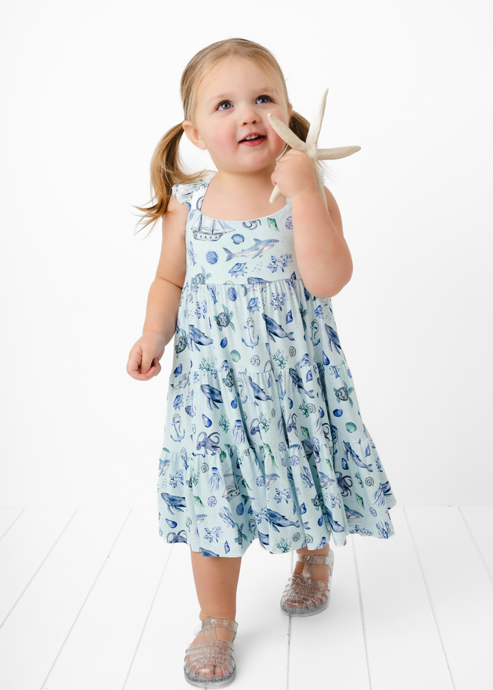 Sea Creatures Tiered Twirl Dress