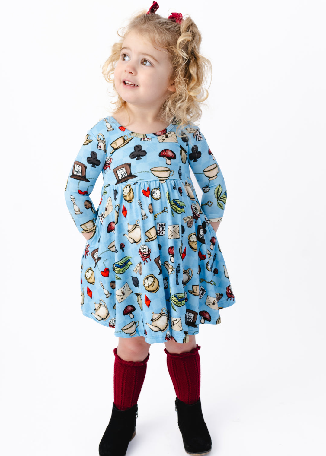 Alice's Tea Party Long Sleeve Twirl Dress