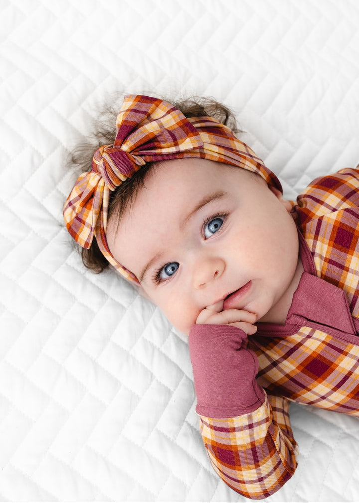 Purple Fall Plaid Hair Bow