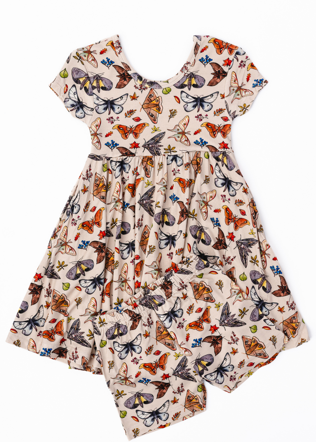 The Moths Cream Short Sleeve Twirl Dress