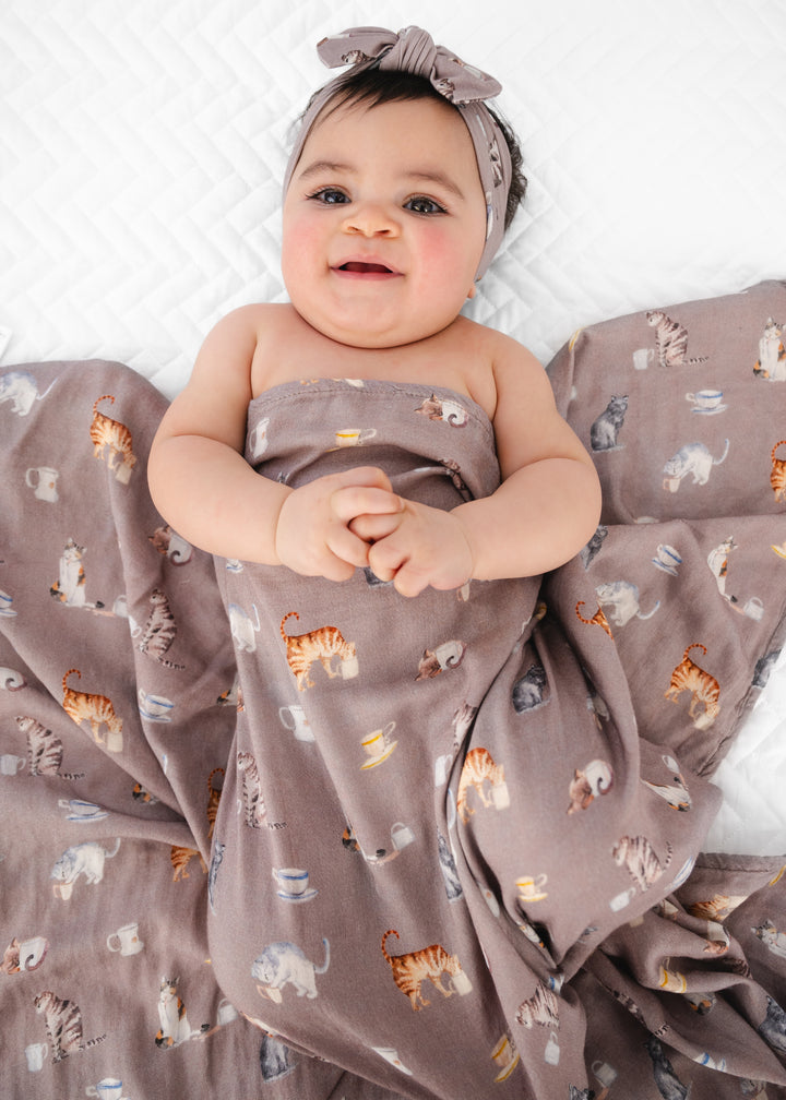 Cats and Coffee Swaddle Blanket