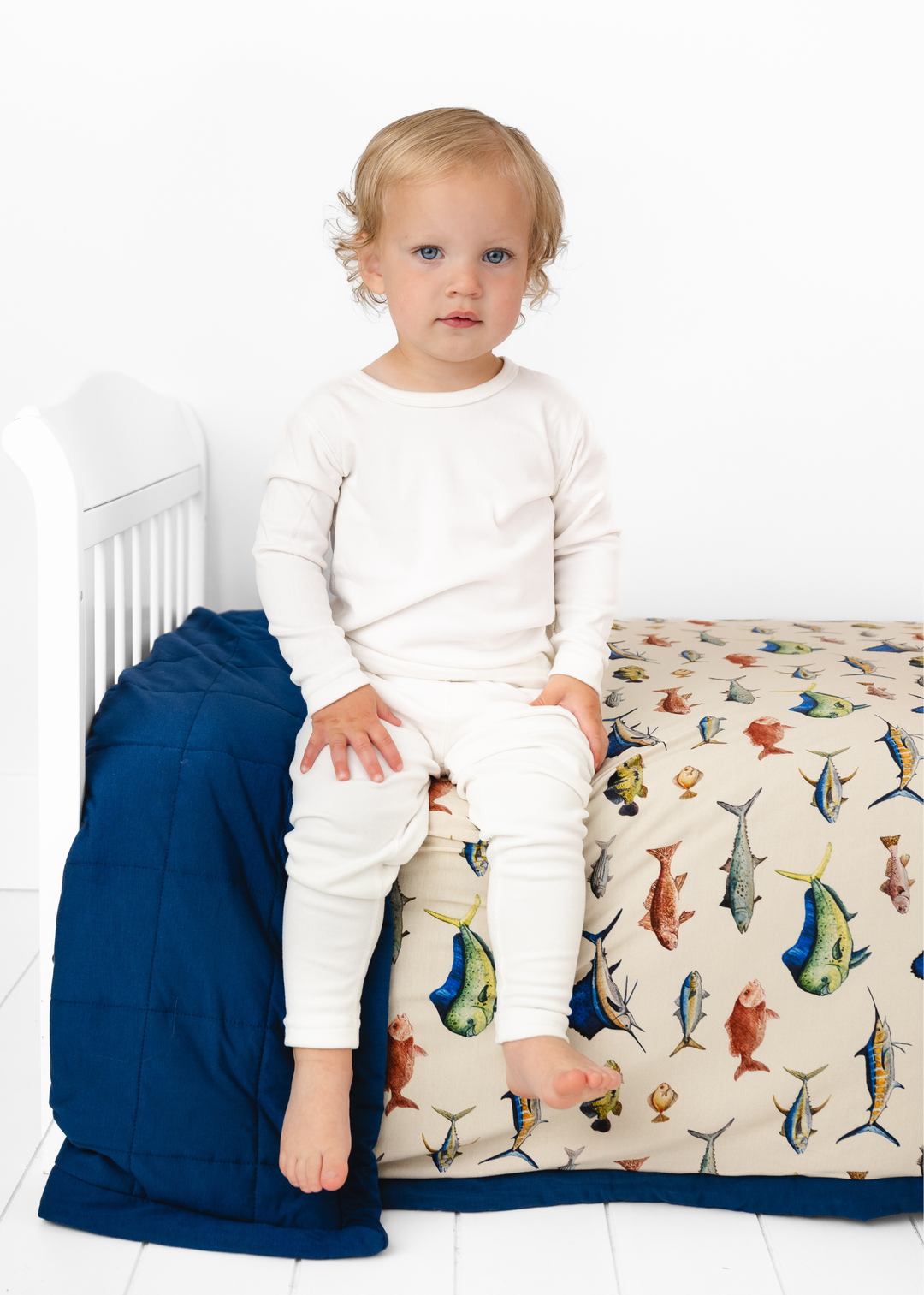 Deep Sea Fishing Large Quilted Bamboo Blanket