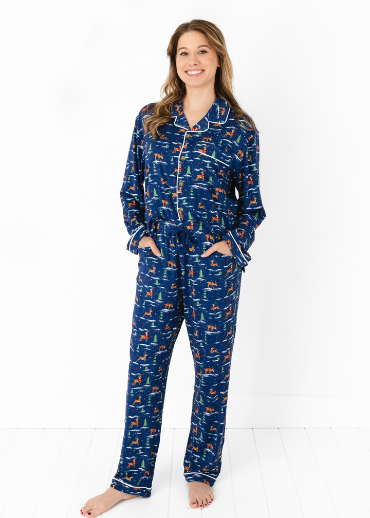 *PREORDER" Reindeer Adult Bamboo Luxurious Pajama Set