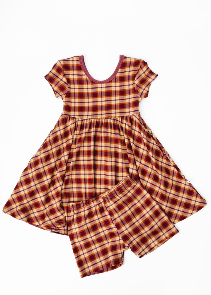 Purple Fall Plaid Bamboo Twirl Dress