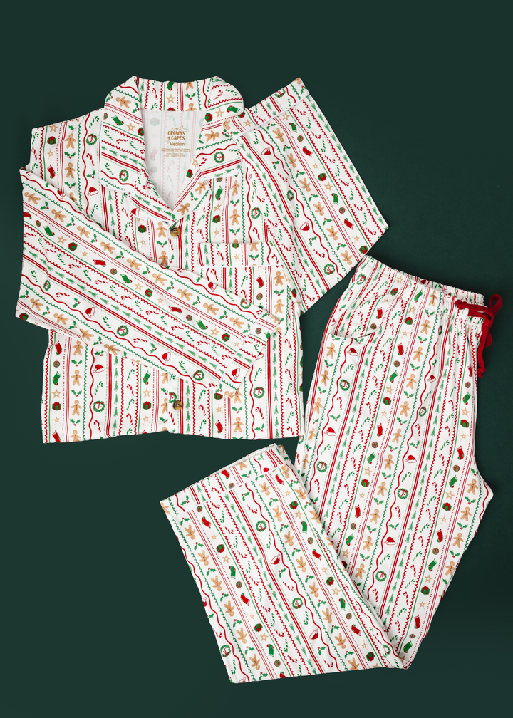 *PREORDER" White Christmas Adult Bamboo Luxurious Pajama Lounge Set