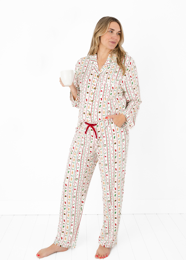 *PREORDER" White Christmas Adult Bamboo Luxurious Pajama Lounge Set