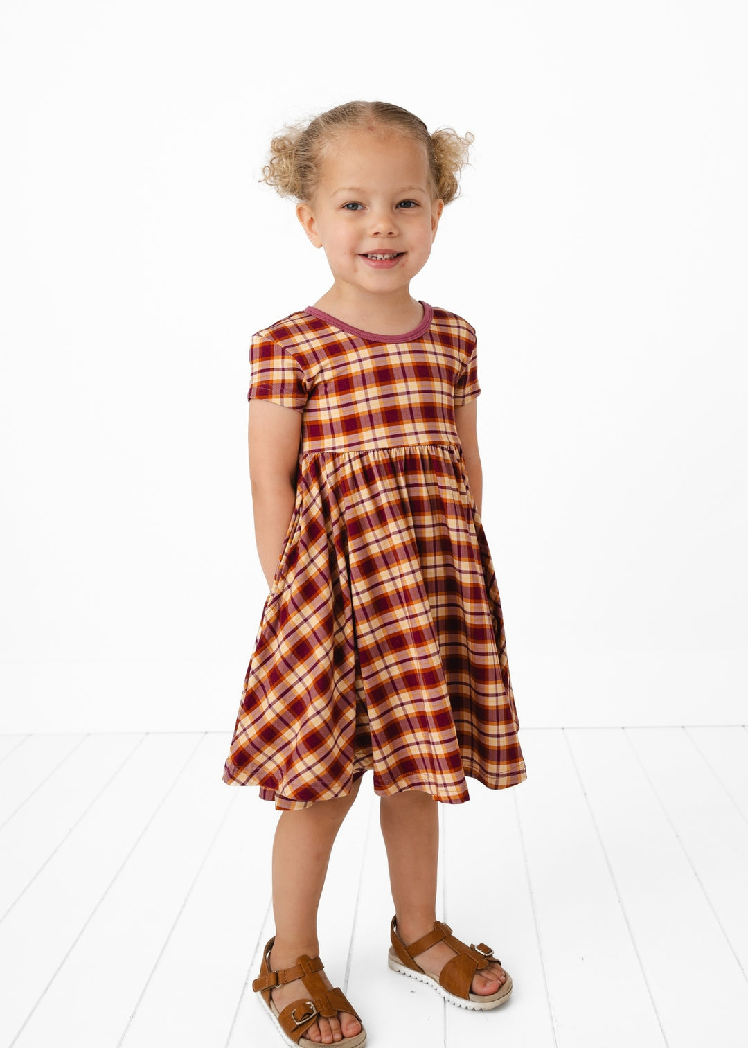 Purple Fall Plaid Bamboo Twirl Dress