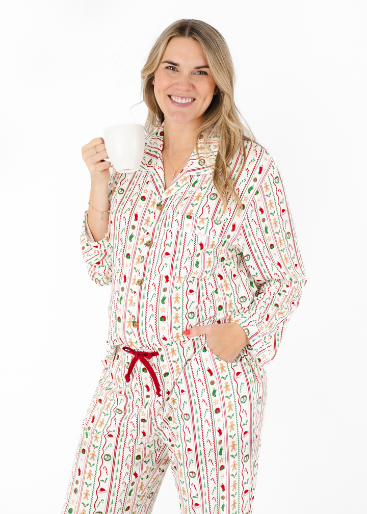 *PREORDER" White Christmas Adult Bamboo Luxurious Pajama Lounge Set