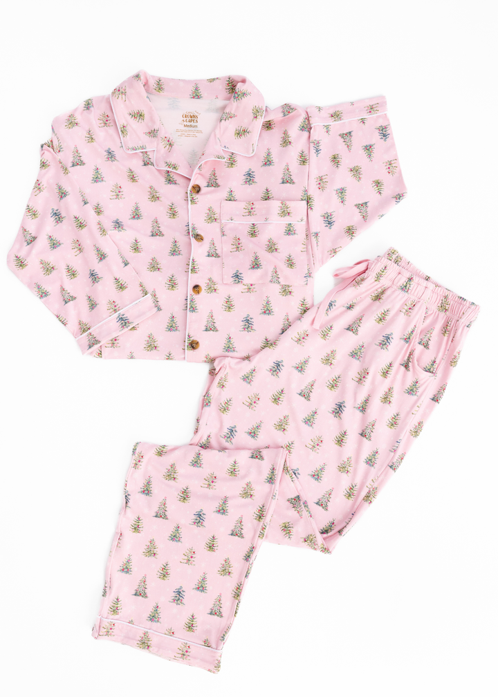 *PREORDER" Pretty Pink Christmas Adult Bamboo Luxurious Pajama Lounge Set