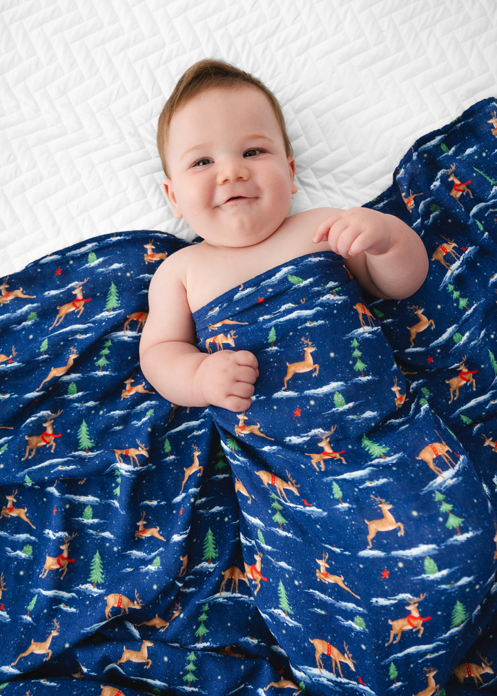 *PREORDER* Reindeer Christmas Swaddle Blanket