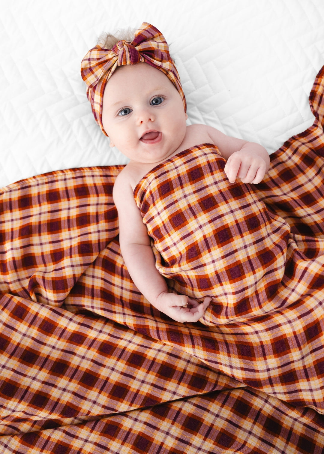 Purple Fall Plaid Swaddle Blanket