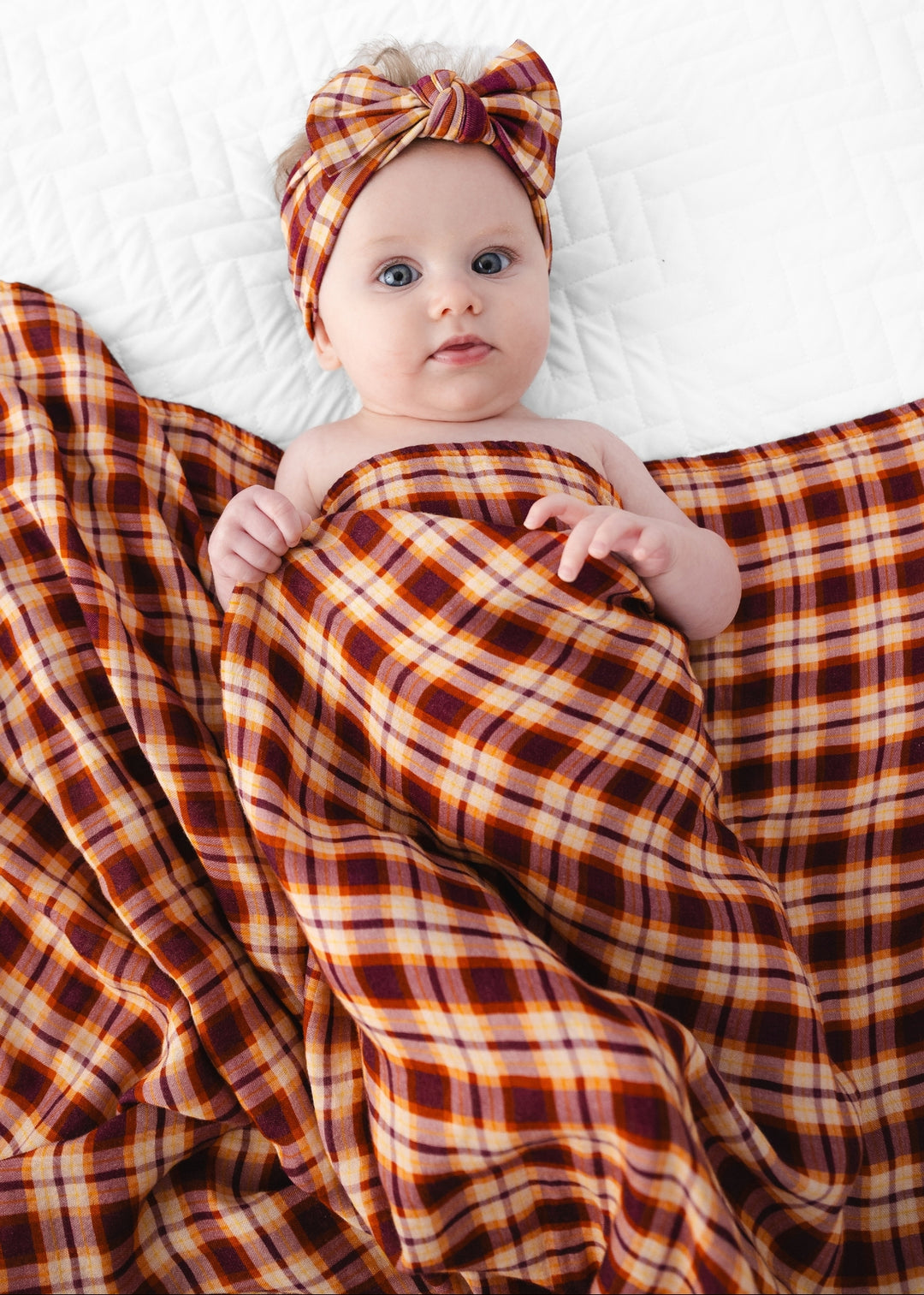 Purple Fall Plaid Swaddle Blanket