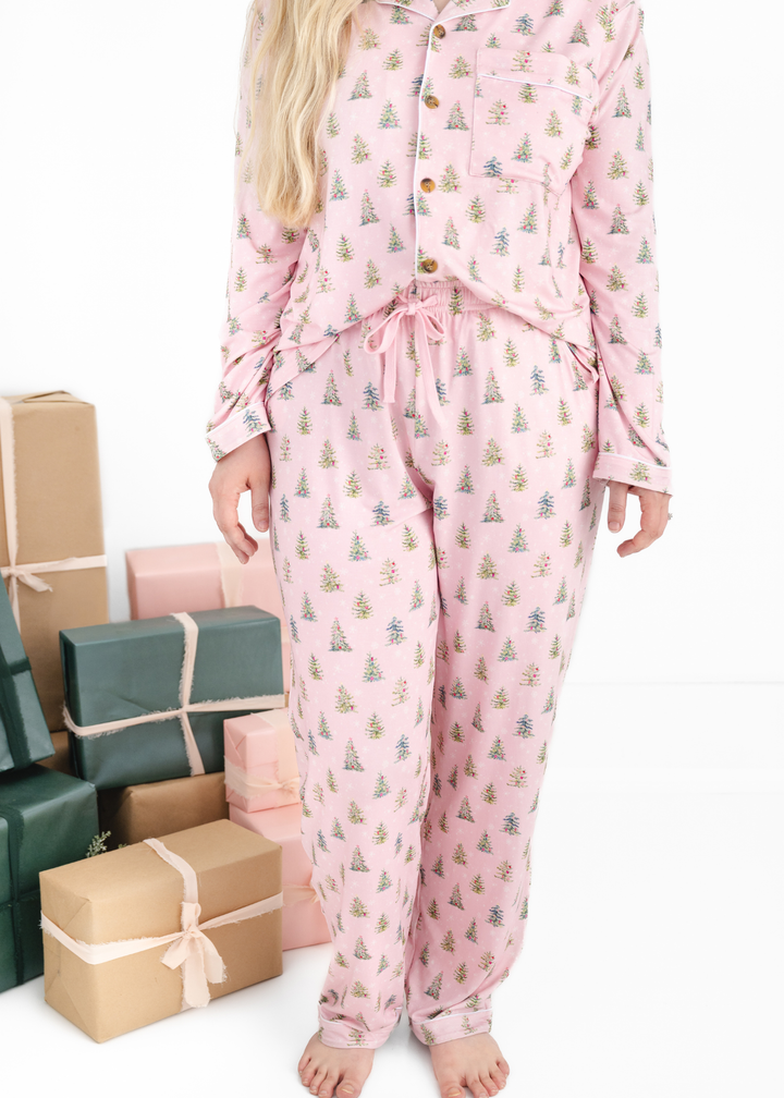 *PREORDER" Pretty Pink Christmas Adult Bamboo Luxurious Pajama Lounge Set