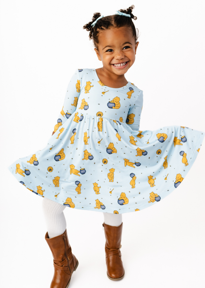 Hunny Pot Blue Long Sleeve Twirl Dress