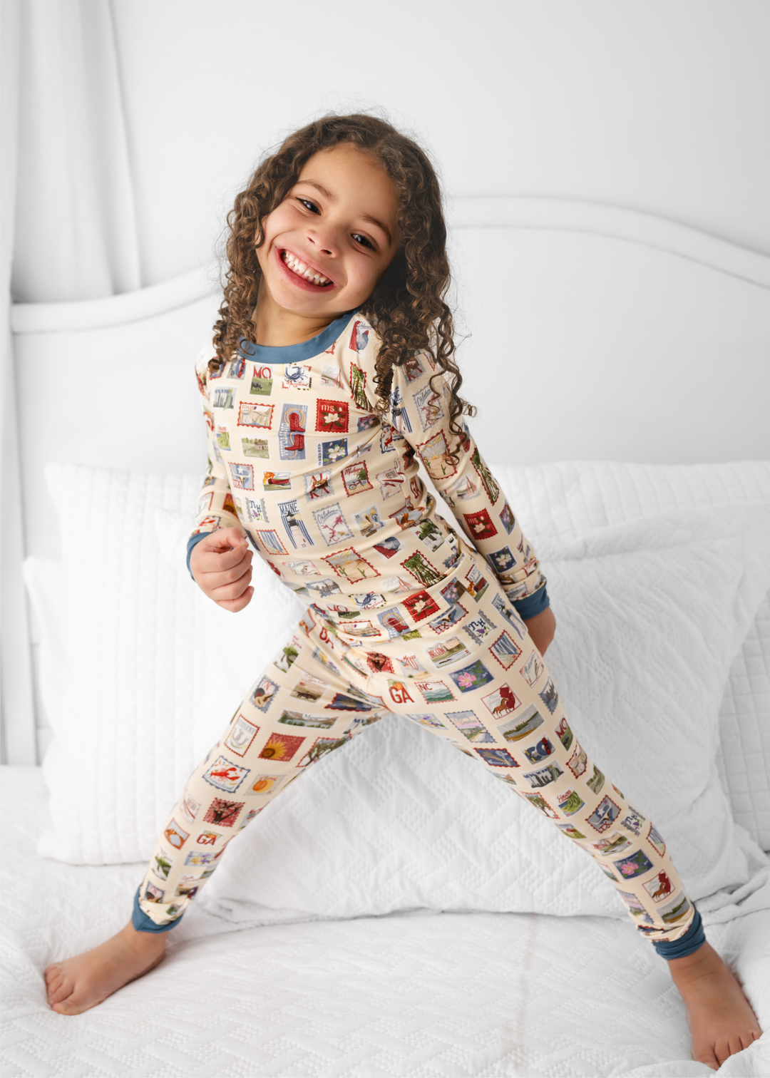 Postage Stamps Bamboo Pajama Set