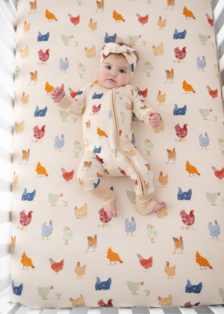 Chickens Bamboo Crib Sheet
