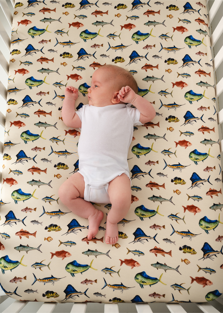 Deep Sea Fishing Bamboo Crib Sheet