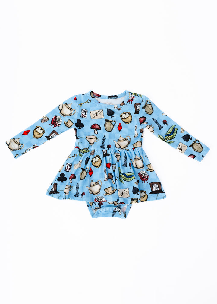 Alice's Tea Party Long Sleeve Baby Dress