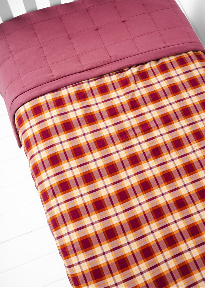 Purple Fall Plaid Large Quilted Bamboo Blanket