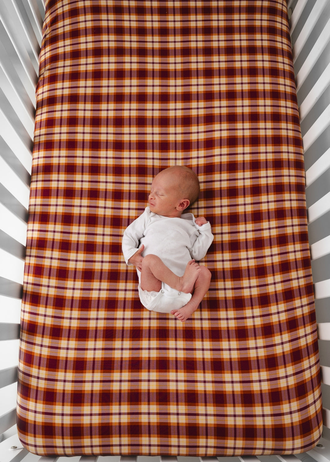 Purple Fall Plaid Bamboo Crib Sheet
