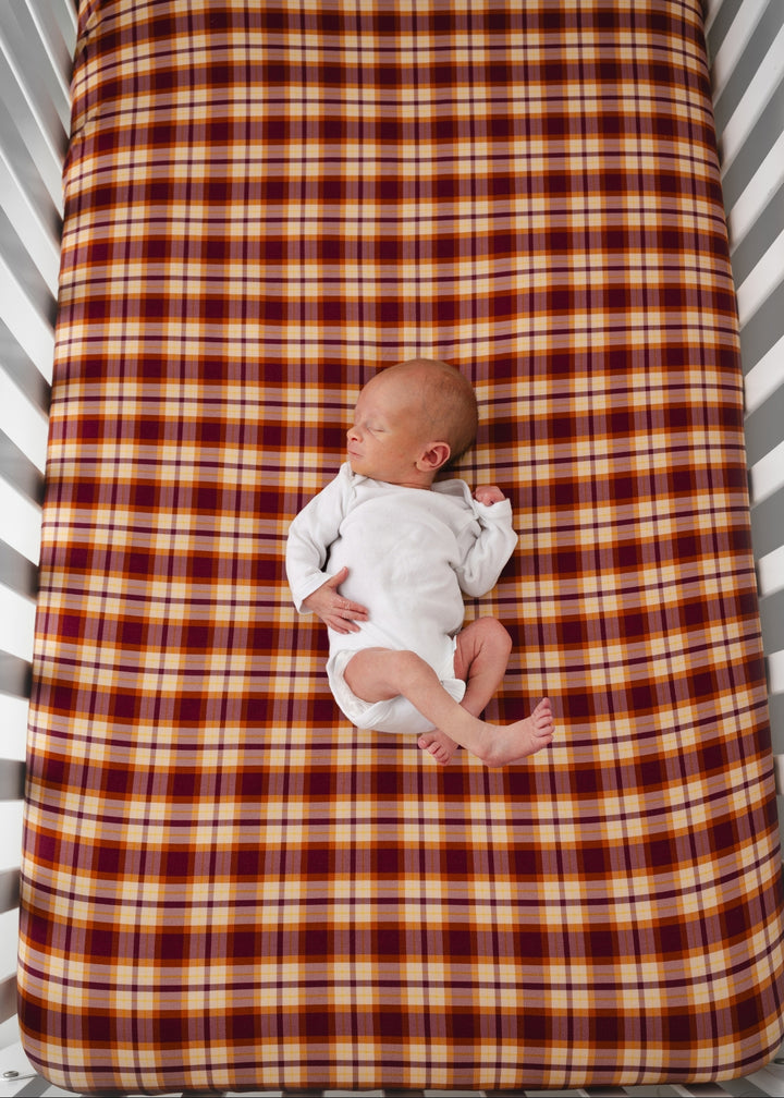 Purple Fall Plaid Bamboo Crib Sheet