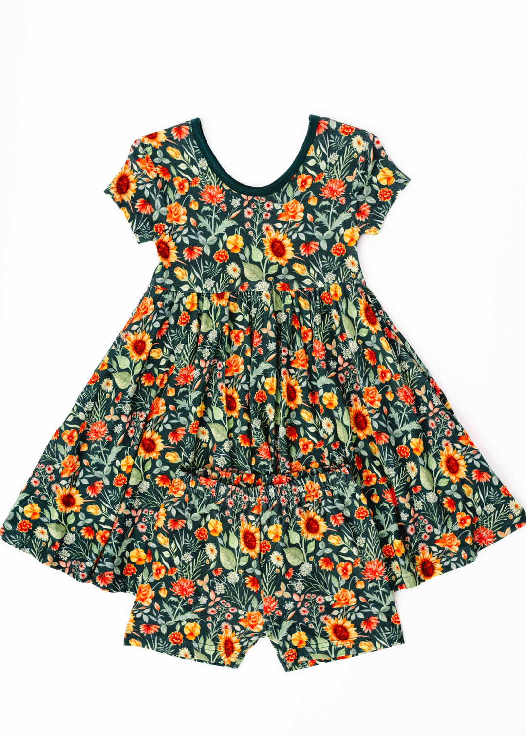 Flower Fields Short Sleeve Twirl Dress