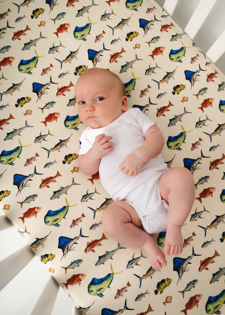 Deep Sea Fishing Bamboo Crib Sheet