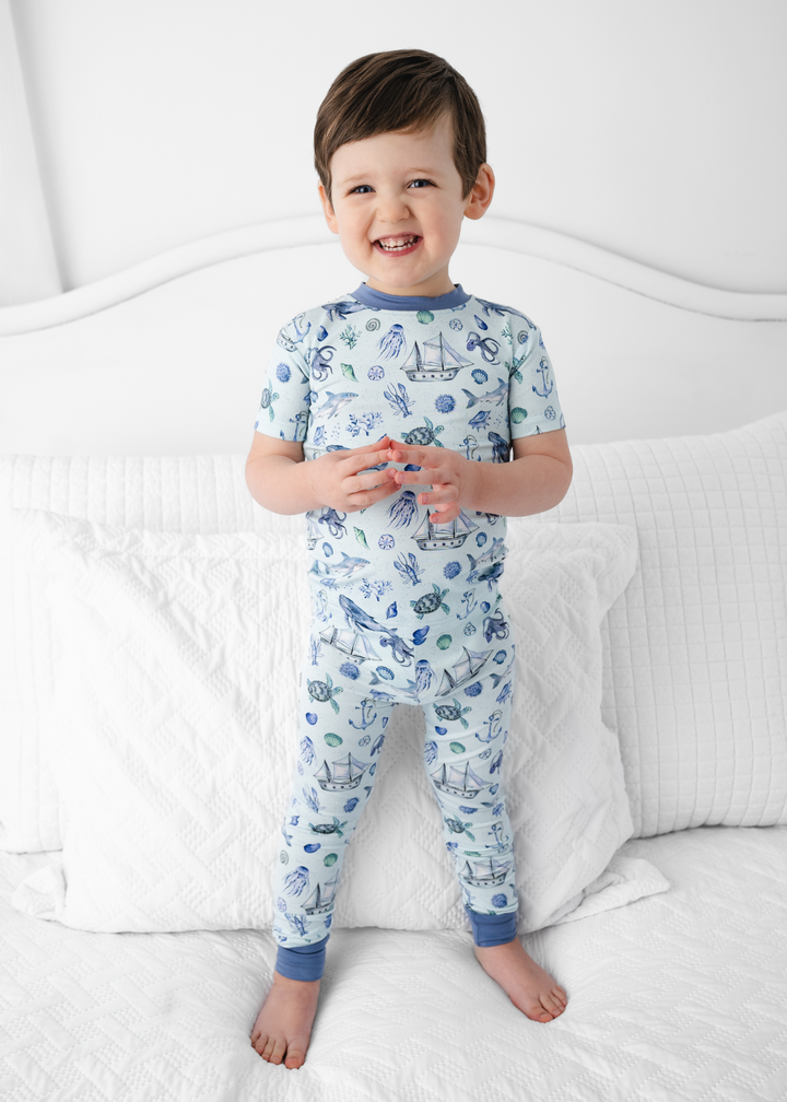 Sea Creatures Short Sleeve Bamboo Pajama Set