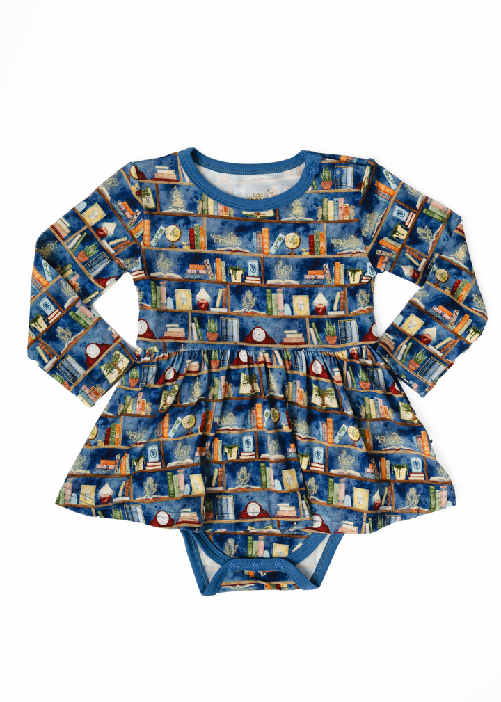 Enchanted Library Long Sleeve Bamboo Baby Dress