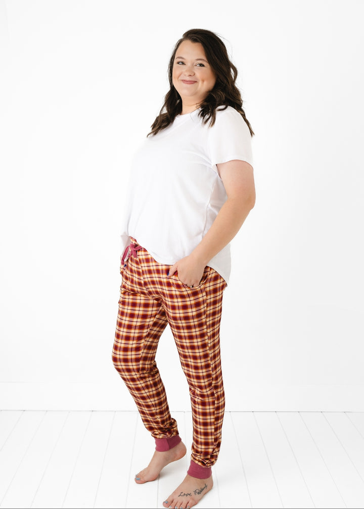 Purple Fall Plaid Adult Unisex Jogger Pants