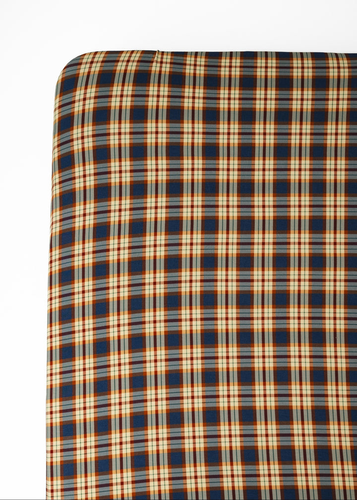 Blue Fall Plaid Bamboo Crib Sheet