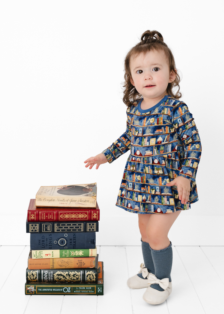 Enchanted Library Long Sleeve Bamboo Baby Dress