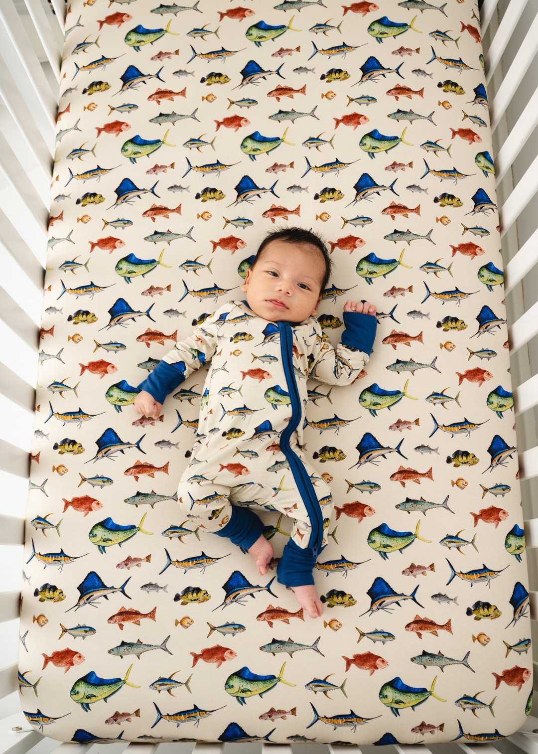 Deep Sea Fishing Bamboo Crib Sheet