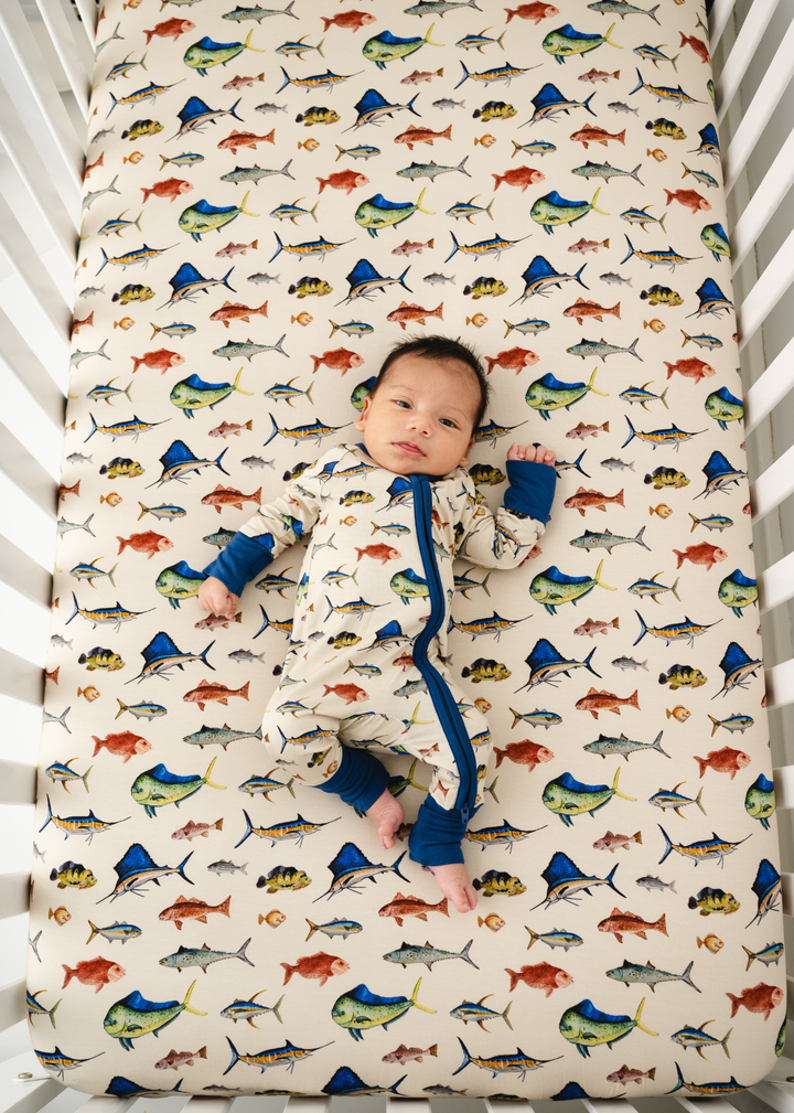 Deep Sea Fishing Bamboo Crib Sheet