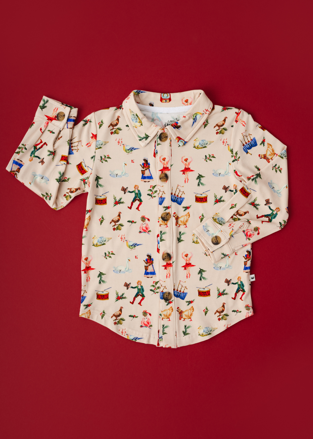 12 Days of Christmas Kids Bamboo Button Down Shirt