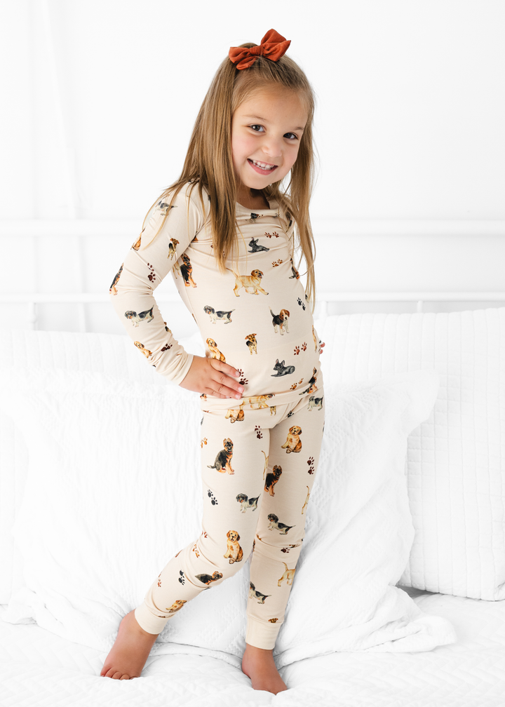 Puppies and Paw Prints Bamboo Pajama Set